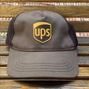 UPS Brown and Black Cap reflective logo and blackstrap full 5 panel hat